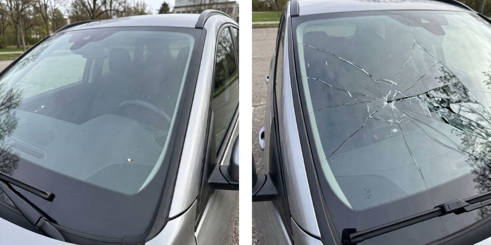 Leasingrückgabe: kleiner Steinschlag und größerer Schaden an der Fahrzeugscheibe